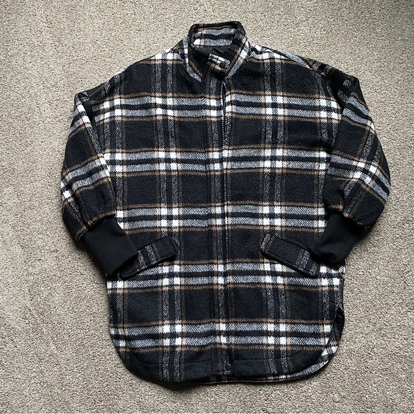 🎉BB DAKOTA Plaid Times Multi Plaid Coat, Women’s SM, Black/Camel/Cream -EVEREVE - Picture 2 of 6